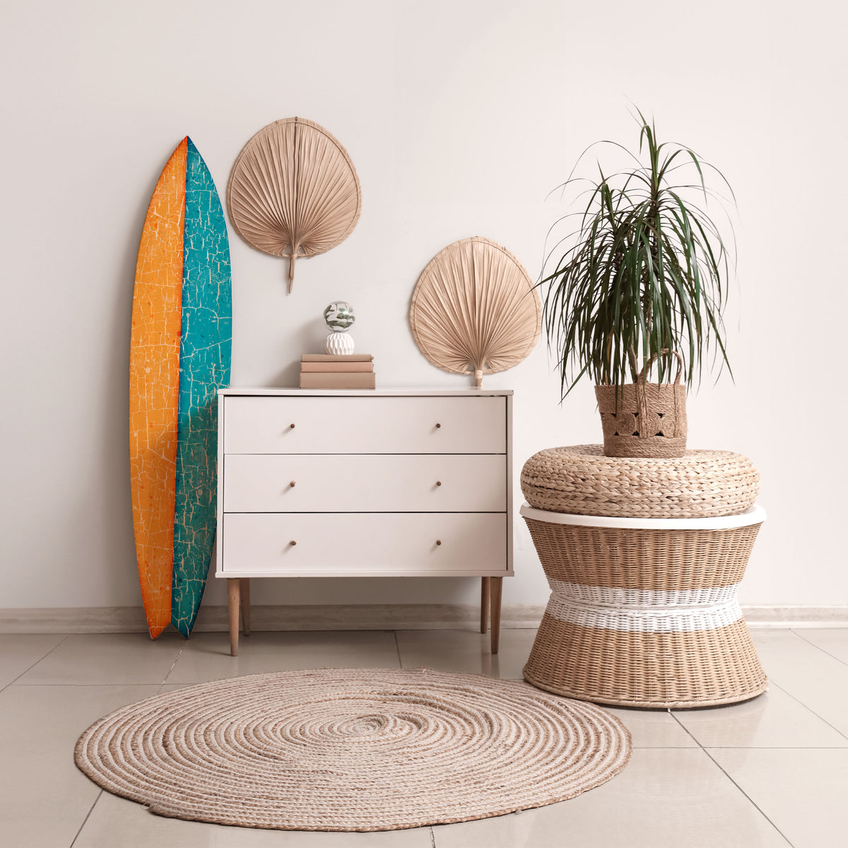 RUSTIC SHORE Dekorativní panel ve tvaru surfu
