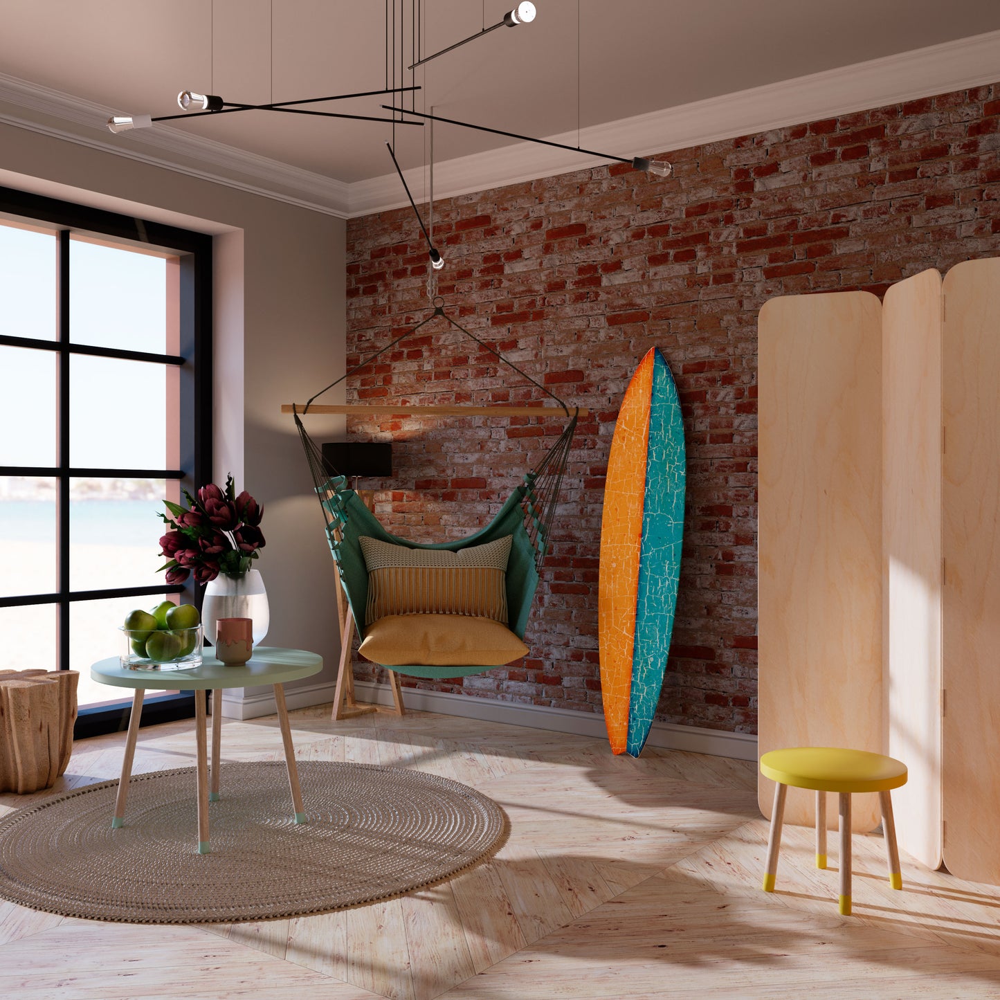 RUSTIC SHORE Dekorativní panel ve tvaru surfu