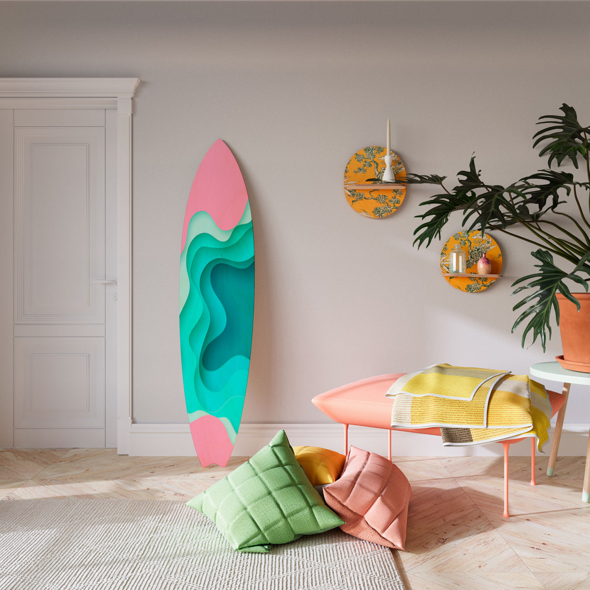 CYANIC ABYSS Dekorativní panel ve tvaru surfu