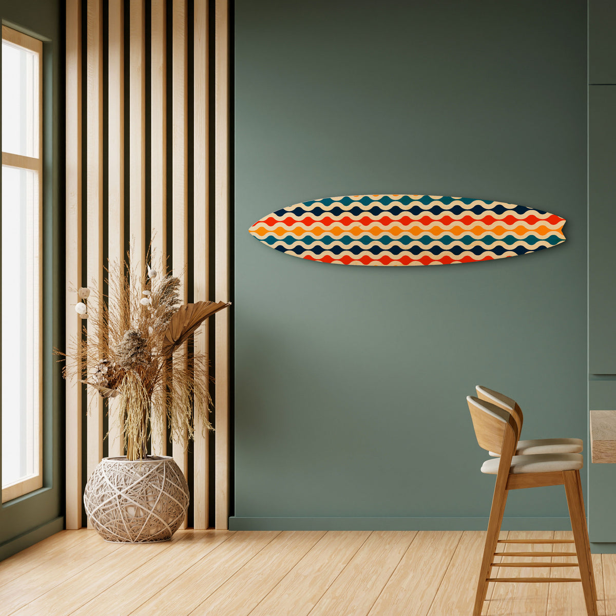 COLORFUL NOSTALGIA Dekorativní panel ve tvaru surfu