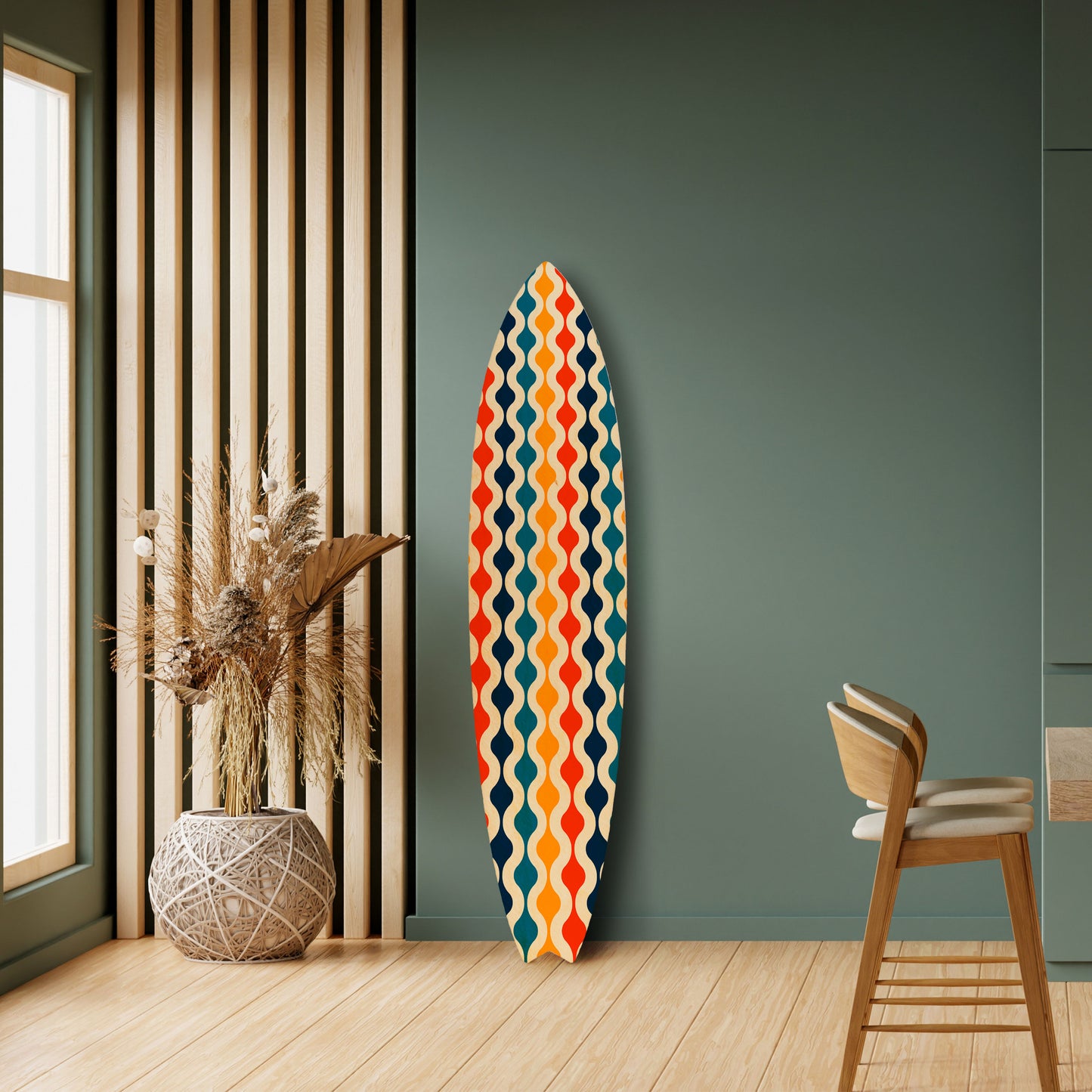 COLORFUL NOSTALGIA Dekorativní panel ve tvaru surfu