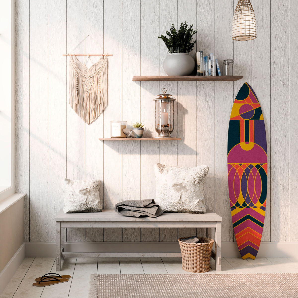ELECTRIC PATTERNS Dekorativní panel ve tvaru surfu