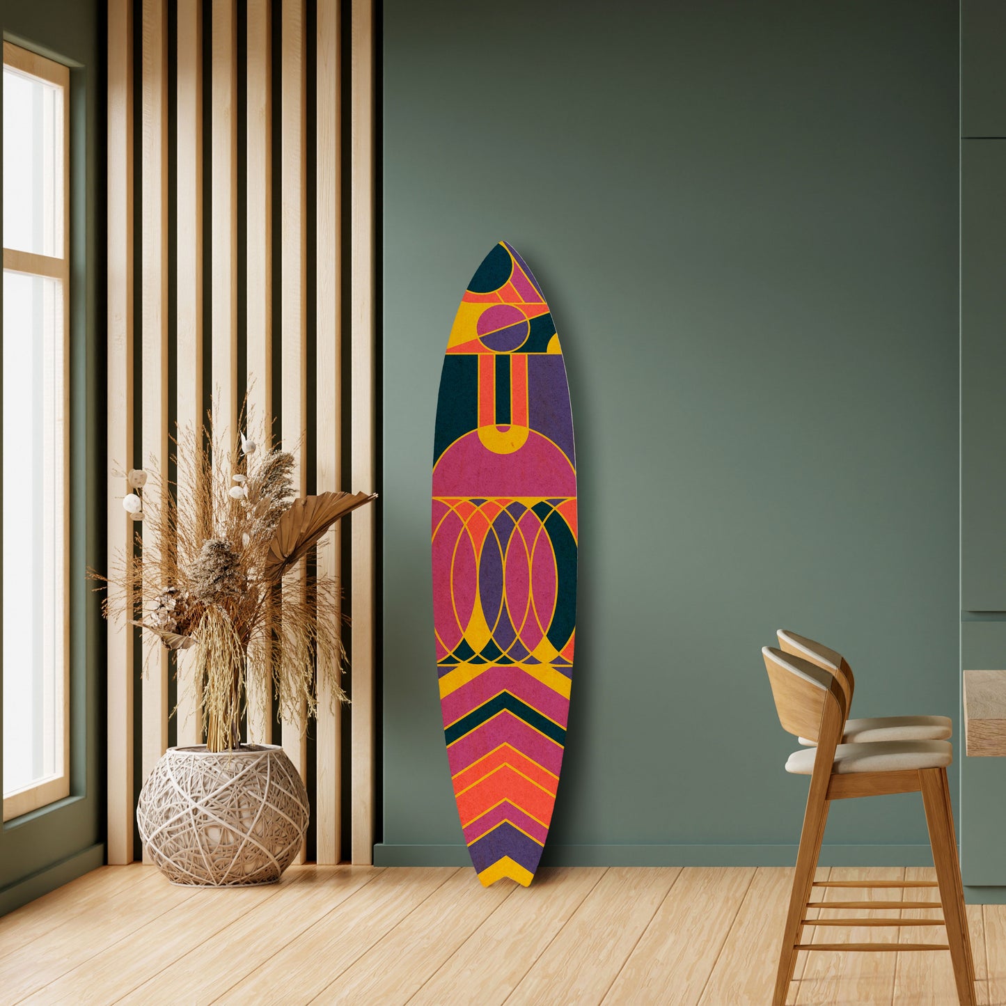 ELECTRIC PATTERNS Dekorativní panel ve tvaru surfu
