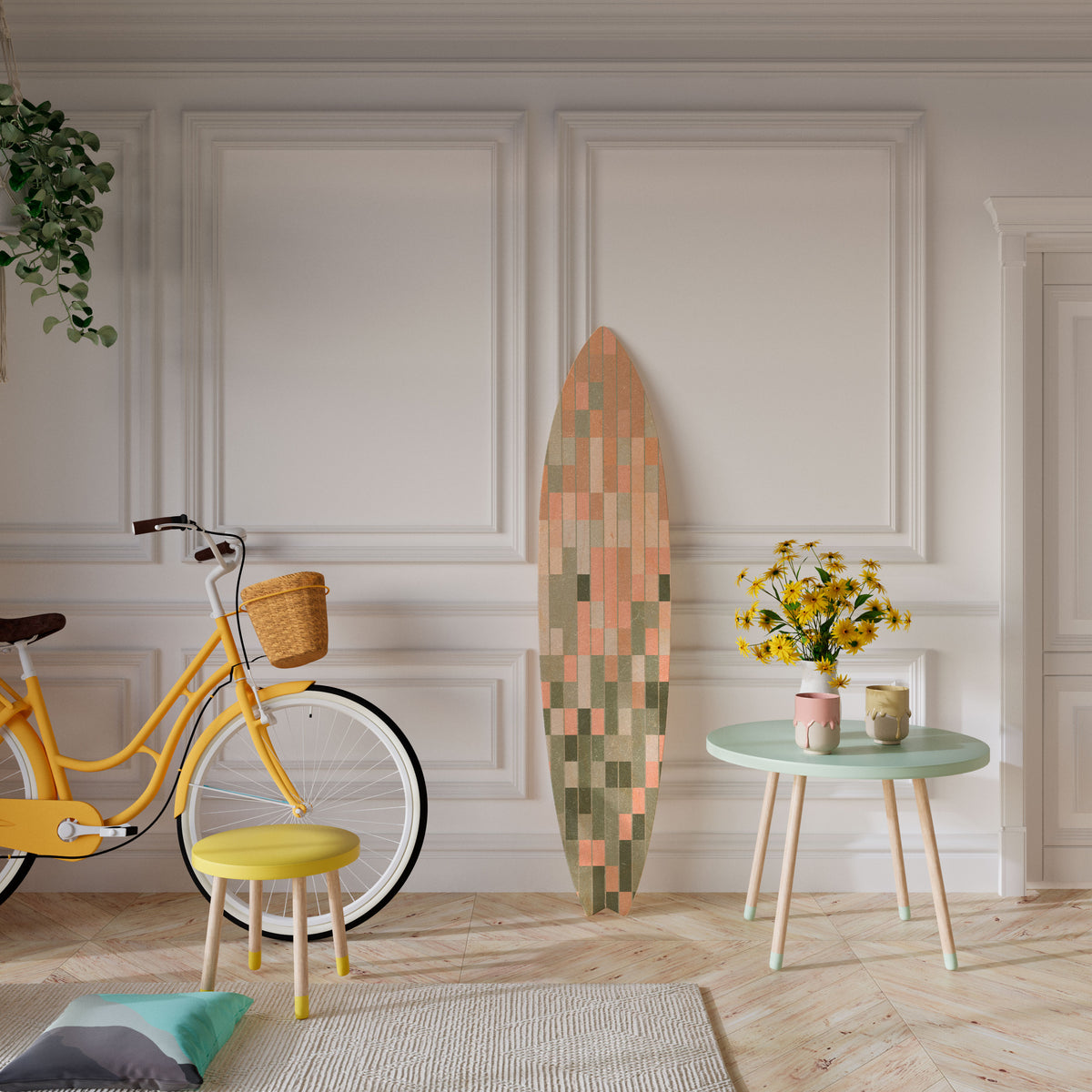 BUILDING THE FUTURE Dekorativní panel ve tvaru surfu