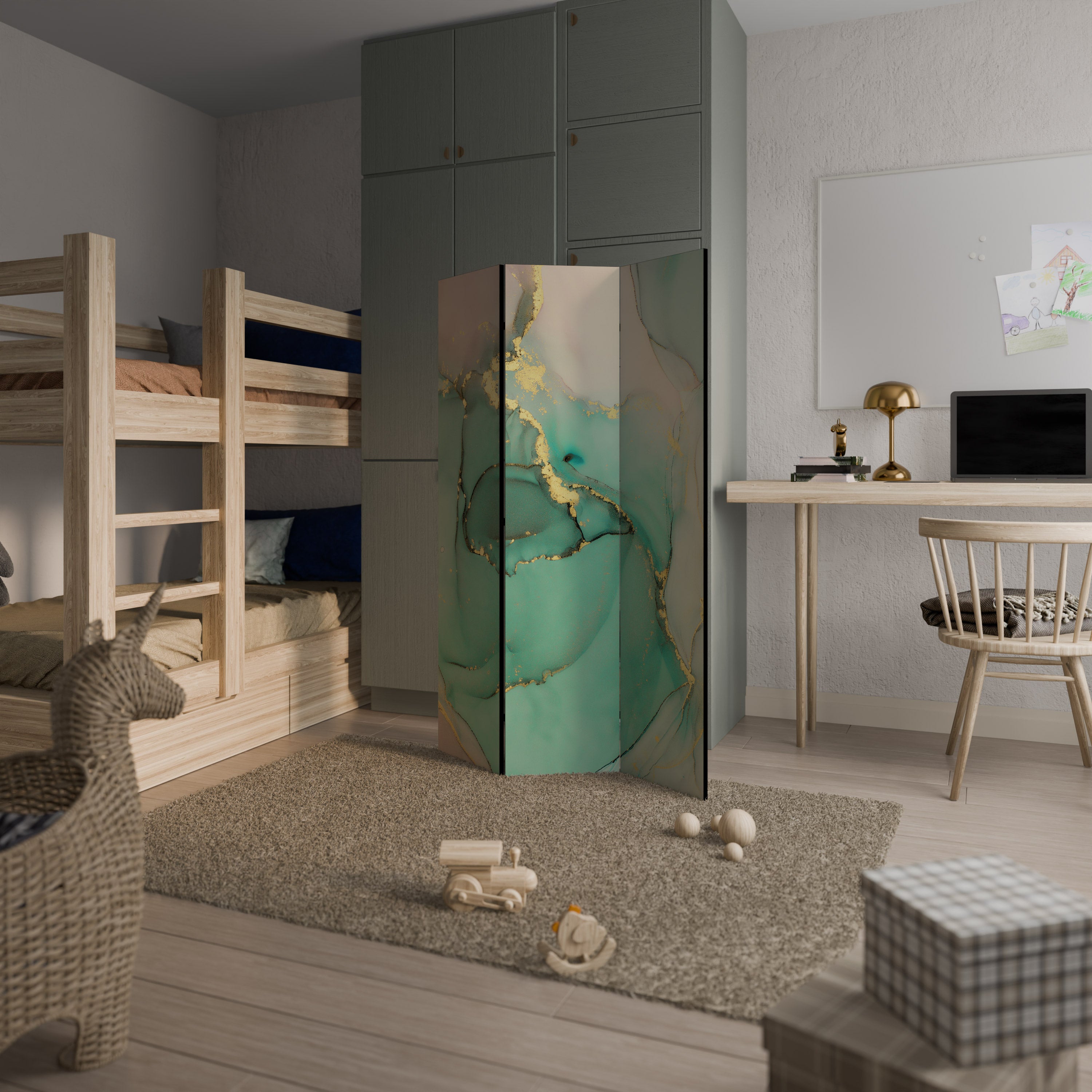 MARBLEIZED MYSTIQUE 3-Panel Room Divider