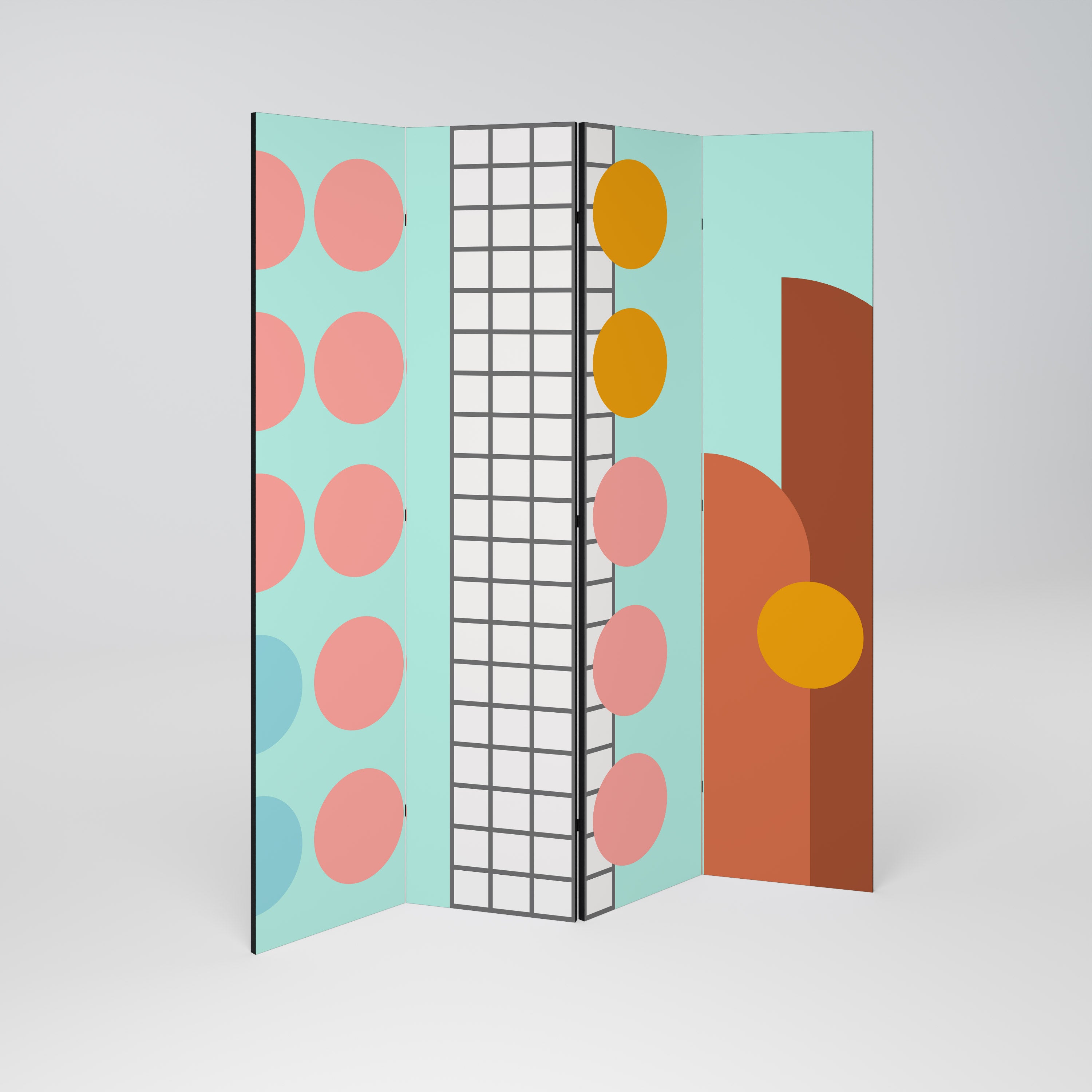 RETRO GRID 4dílný paraván