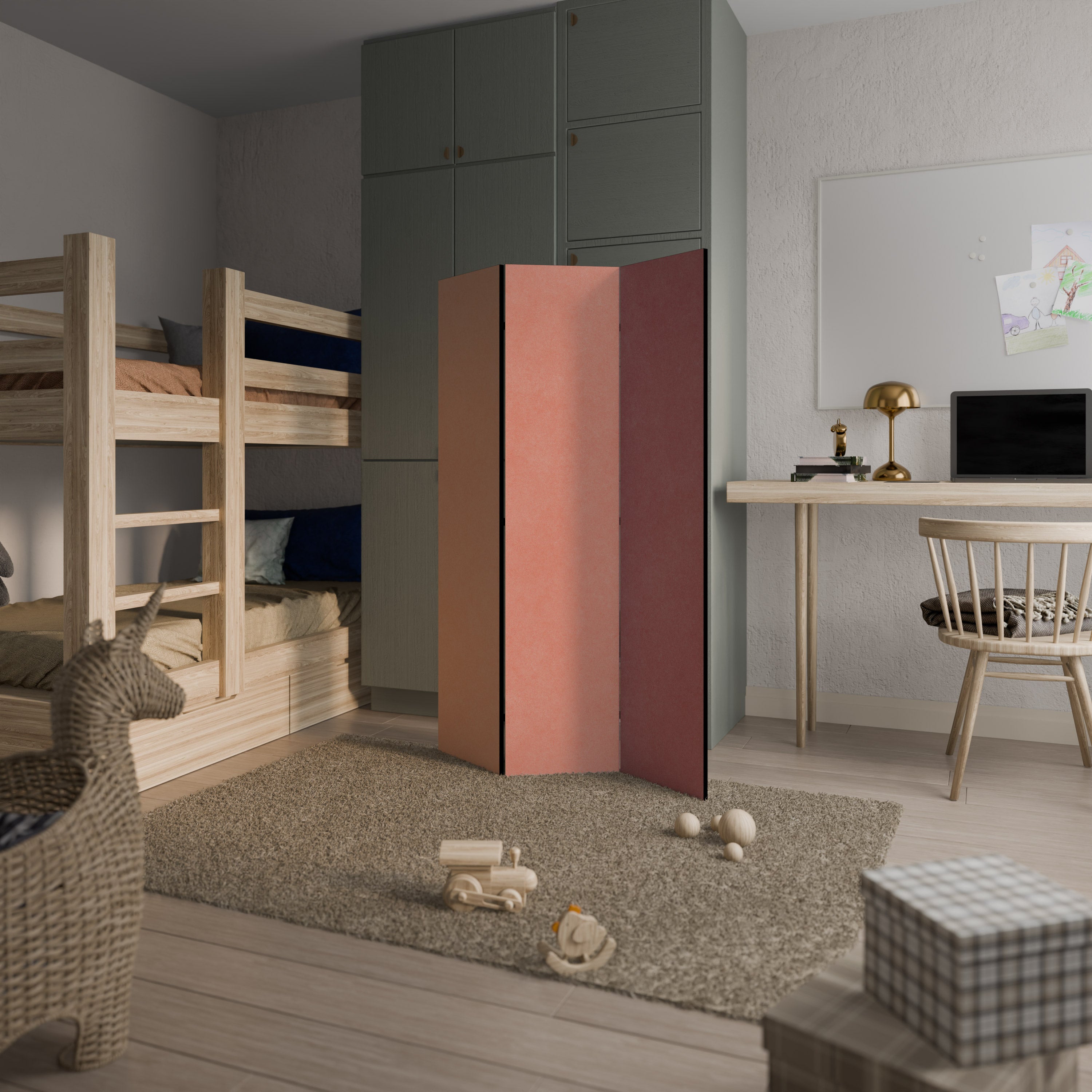 SMELLS LIKE PINK SPIRIT 3-Panel Room Divider