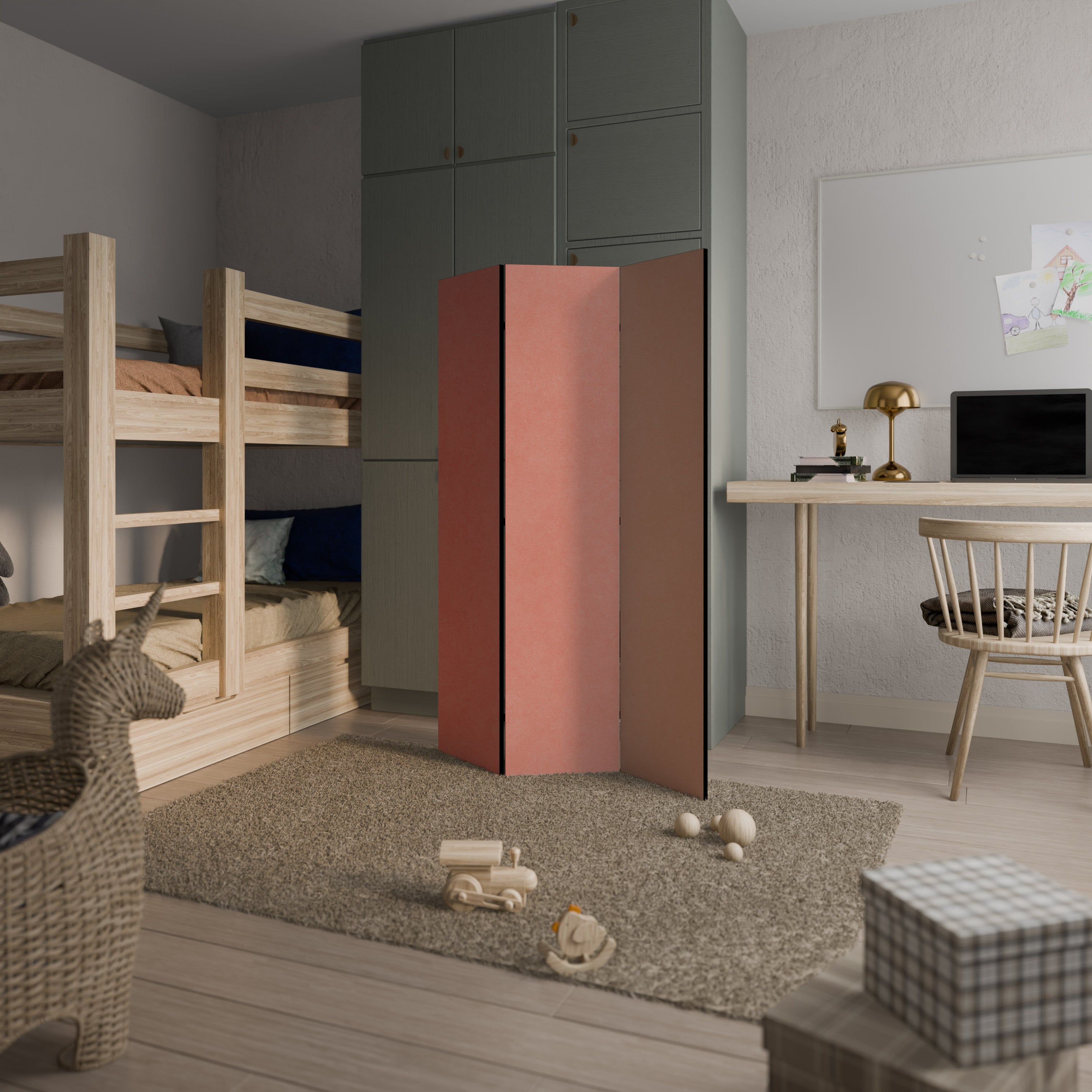 PEACH OF MY HEART 3-Panel Room Divider