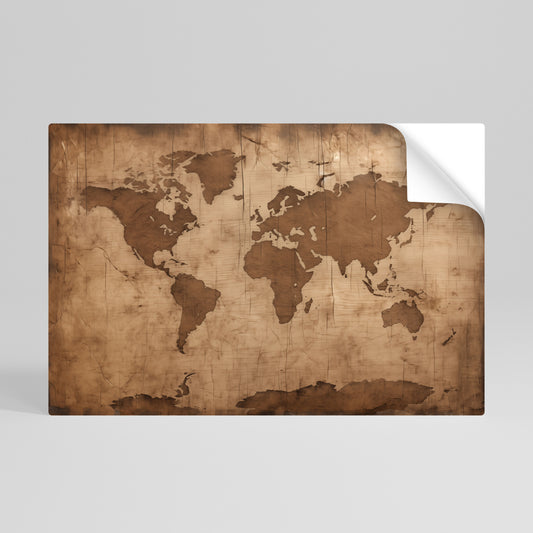 AGED WORLD MAP Vodorovný samolepicí plakát