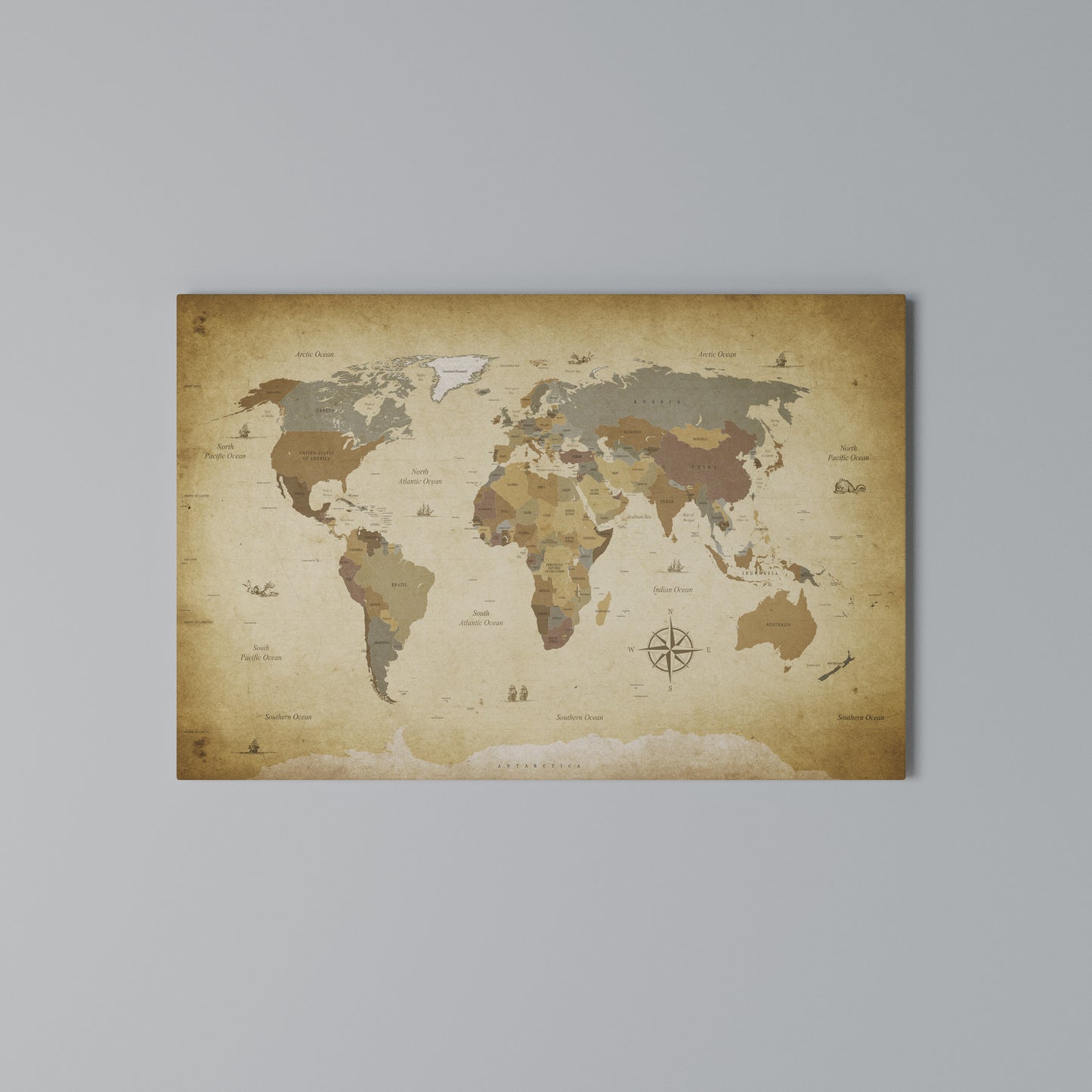 ANCIENT VOYAGER'S MAP Horizontal Canvas Print