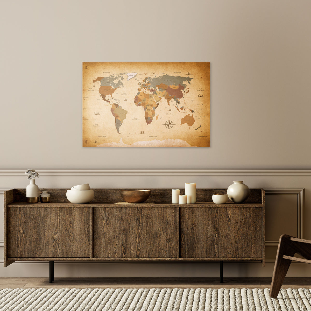 ANCIENT VOYAGER'S MAP Horizontal Canvas Print