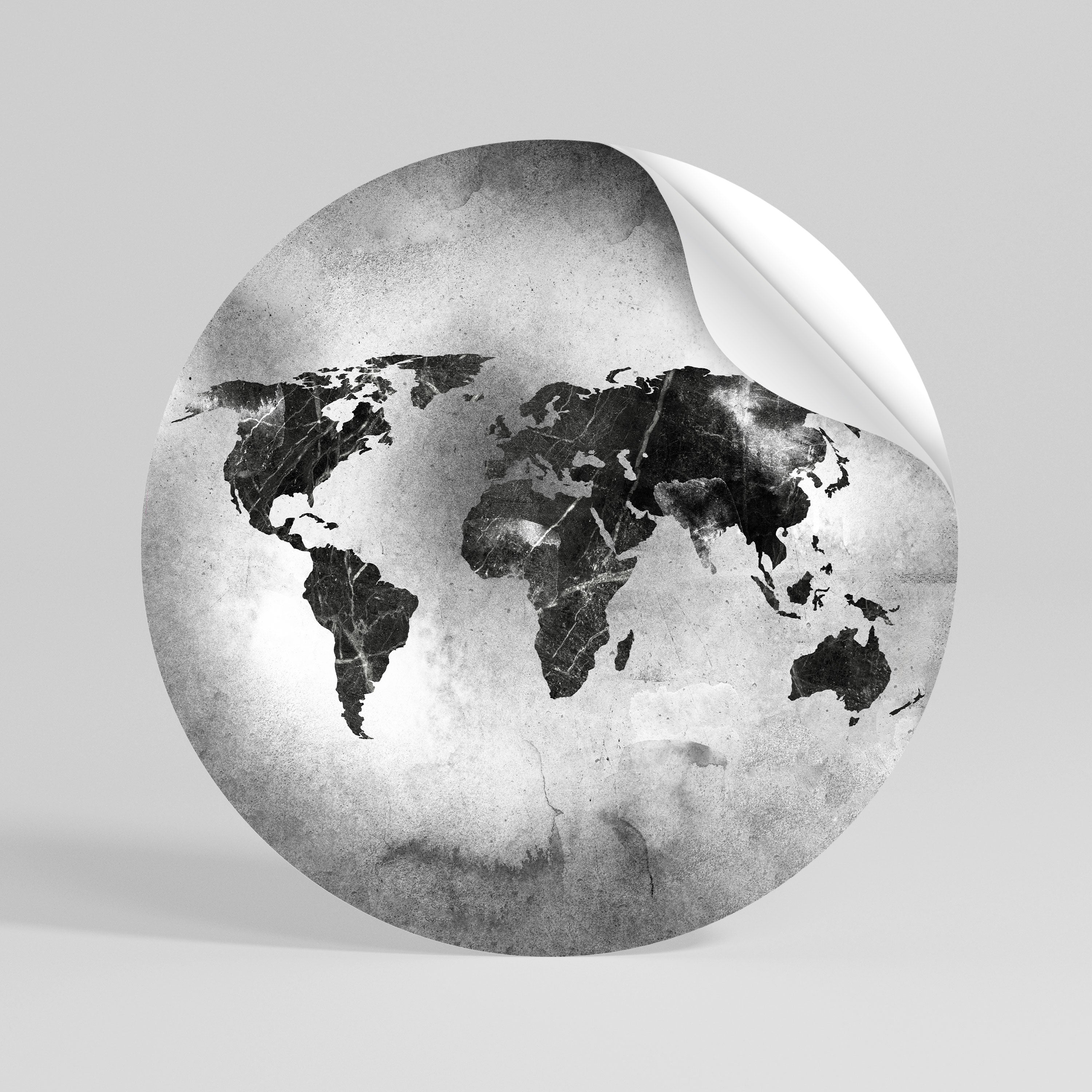 SHADOWED CONTINENTS Peel and Stick Round Sticker