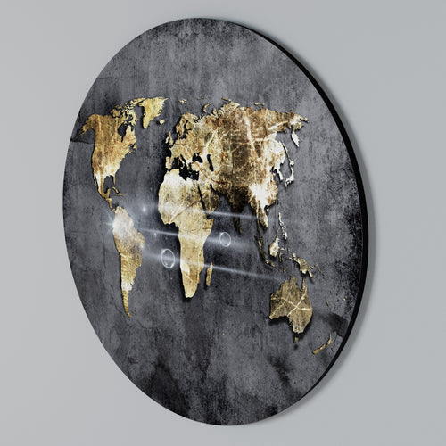 SHIMMERING EARTH MAP Kulatá nástěnná dekorace