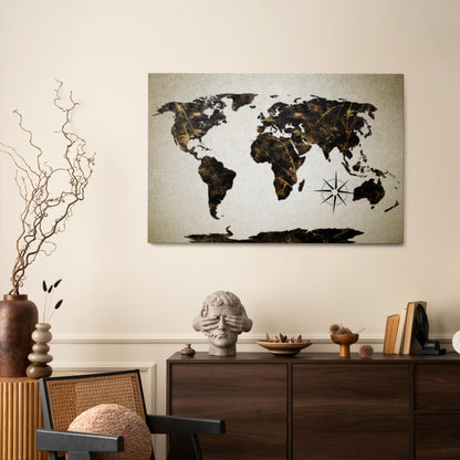 GOLDEN LINES GLOBE Horizontal Canvas Print