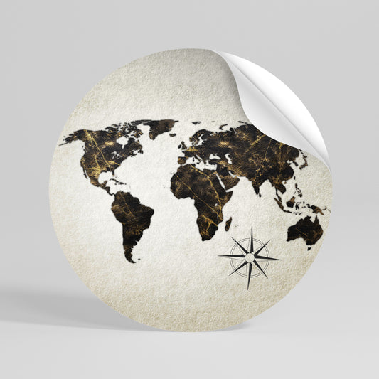 GOLDEN LINES GLOBE Kulatá samolepka