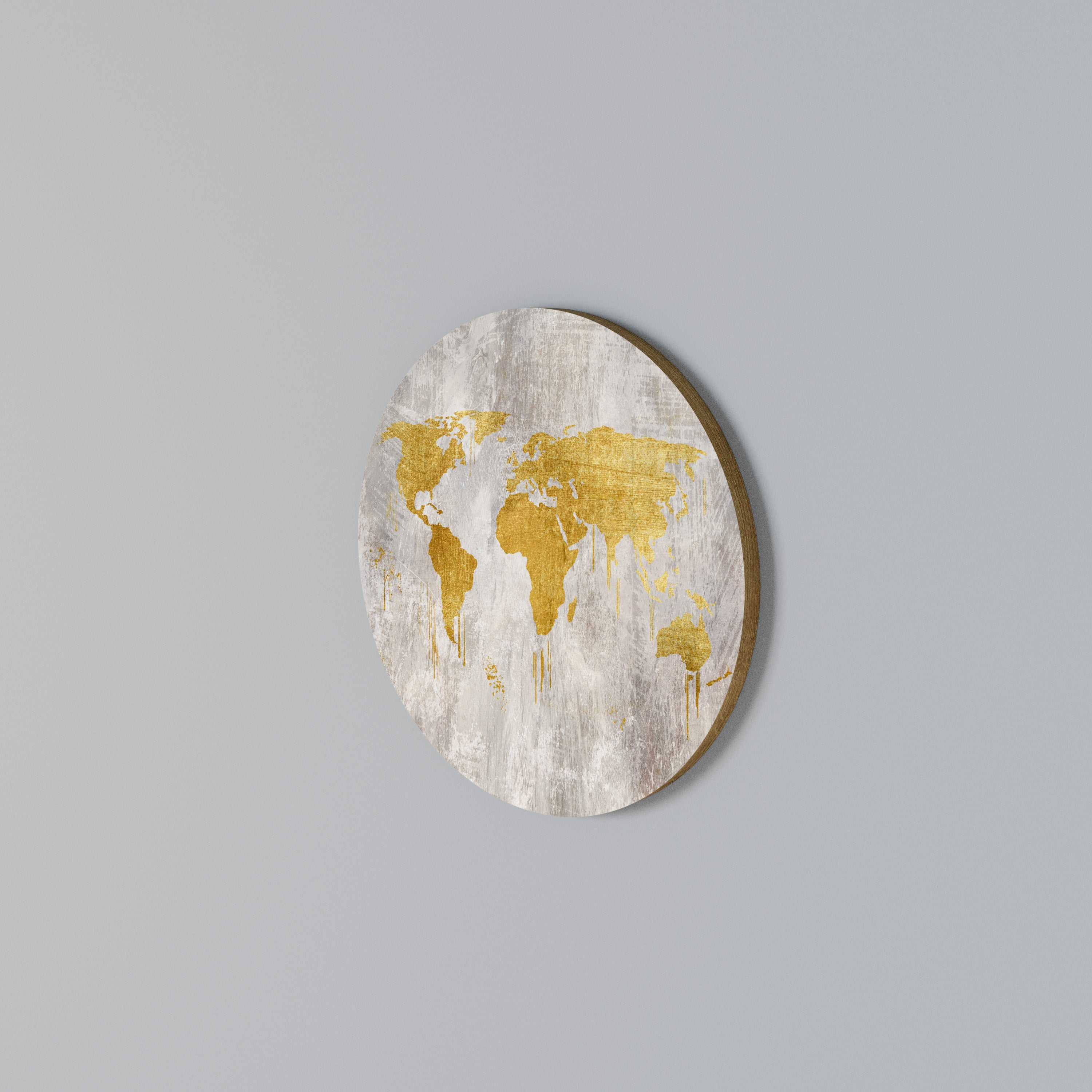 METALLIC WORLDVIEW MAP Round Wall Art