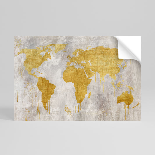 METALLIC WORLDVIEW MAP Vodorovný samolepicí plakát