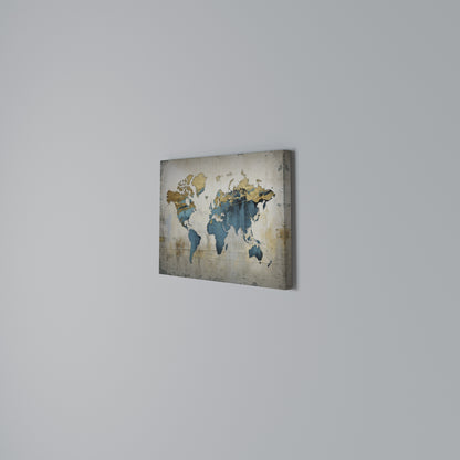 AZURE GILDED MAP Horizontal Canvas Print