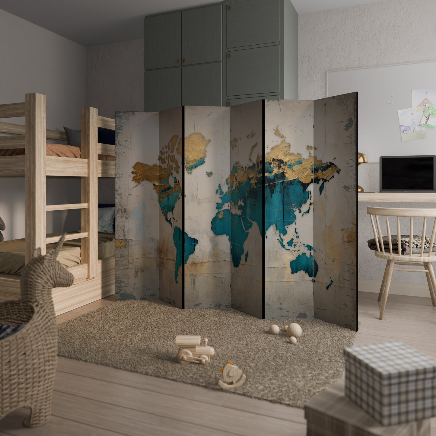 AZURE GILDED MAP 6dílný paraván