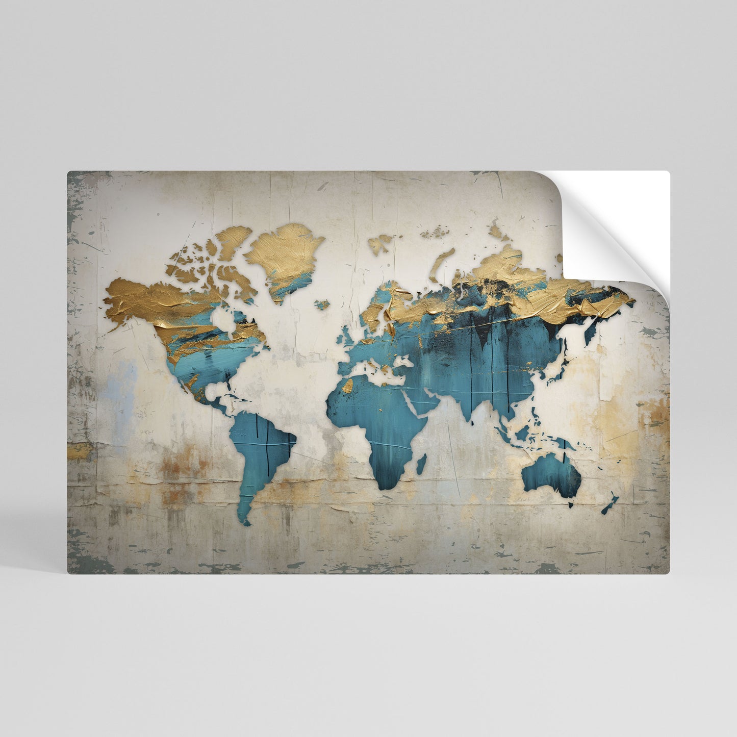 AZURE GILDED MAP Vodorovný samolepicí plakát