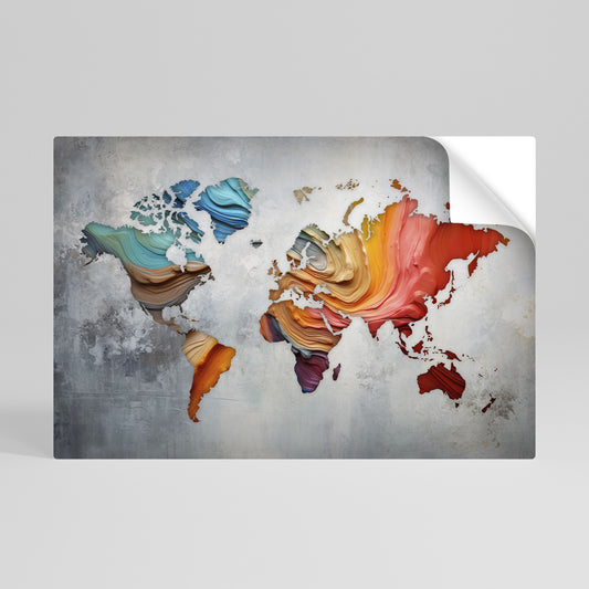 PAINTED CONTINENTS Vodorovný samolepicí plakát