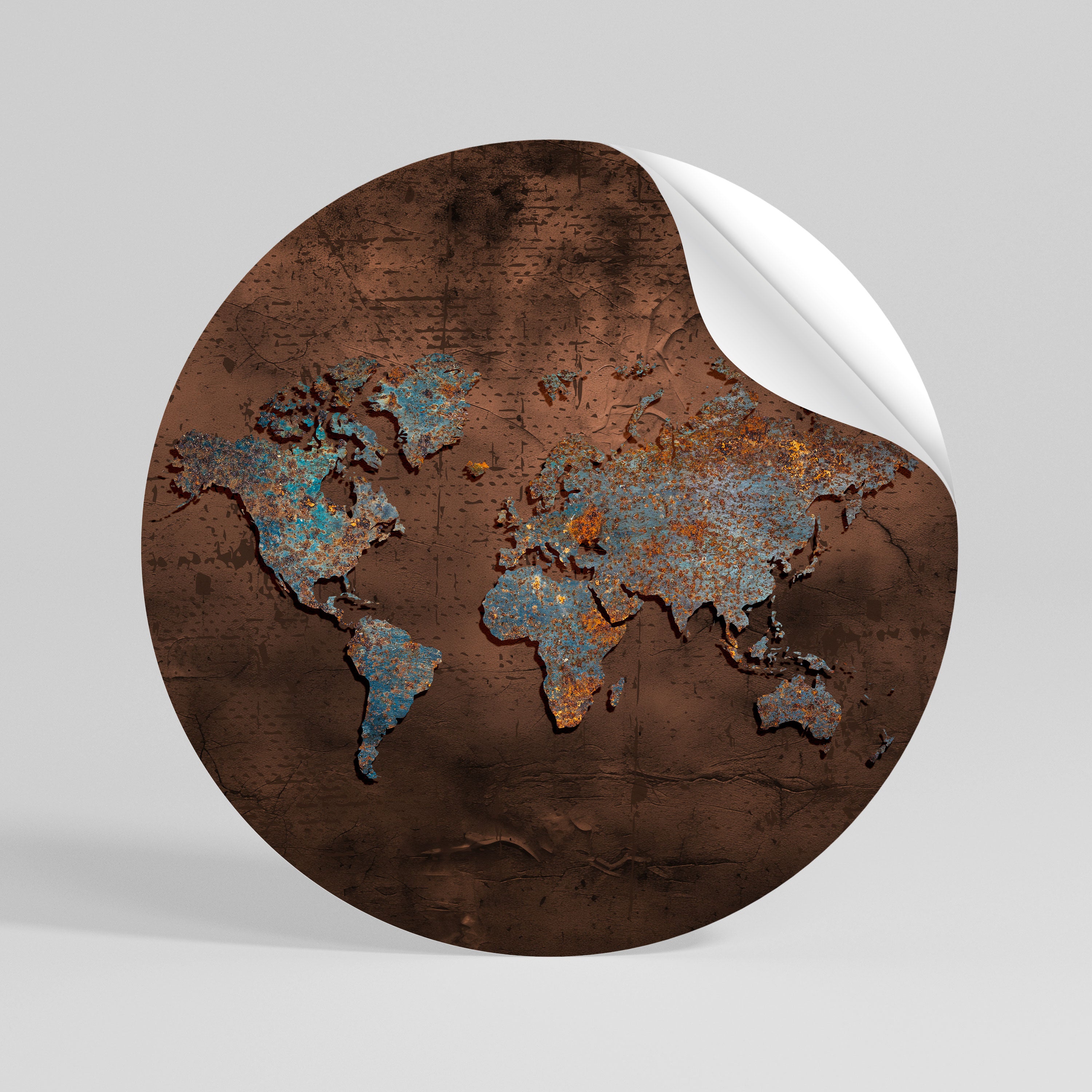 METALLIC MAP OF MEMORIES Peel and Stick Round Sticker