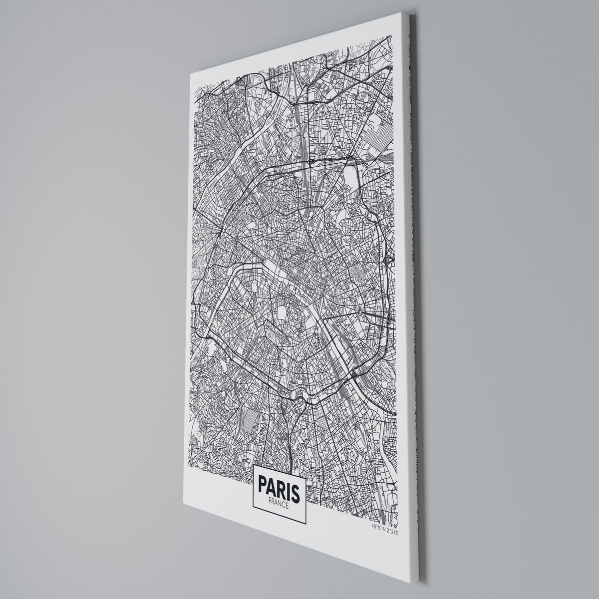 PARIS TOWN PLAN Vertical Canvas Print