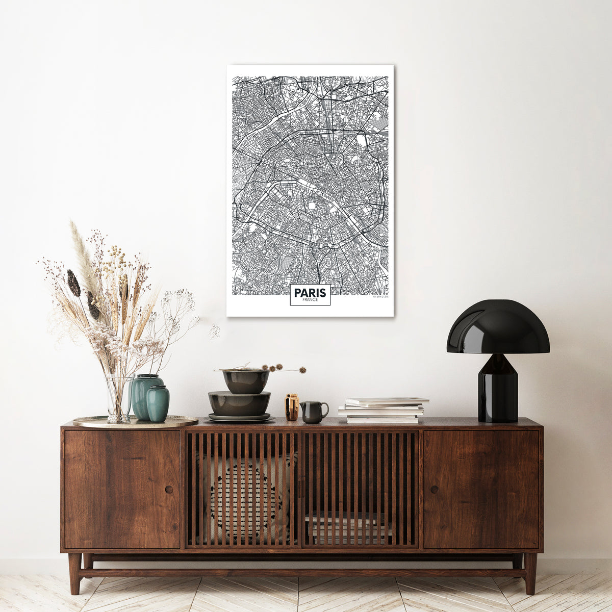 PARIS TOWN PLAN Vertical Canvas Print