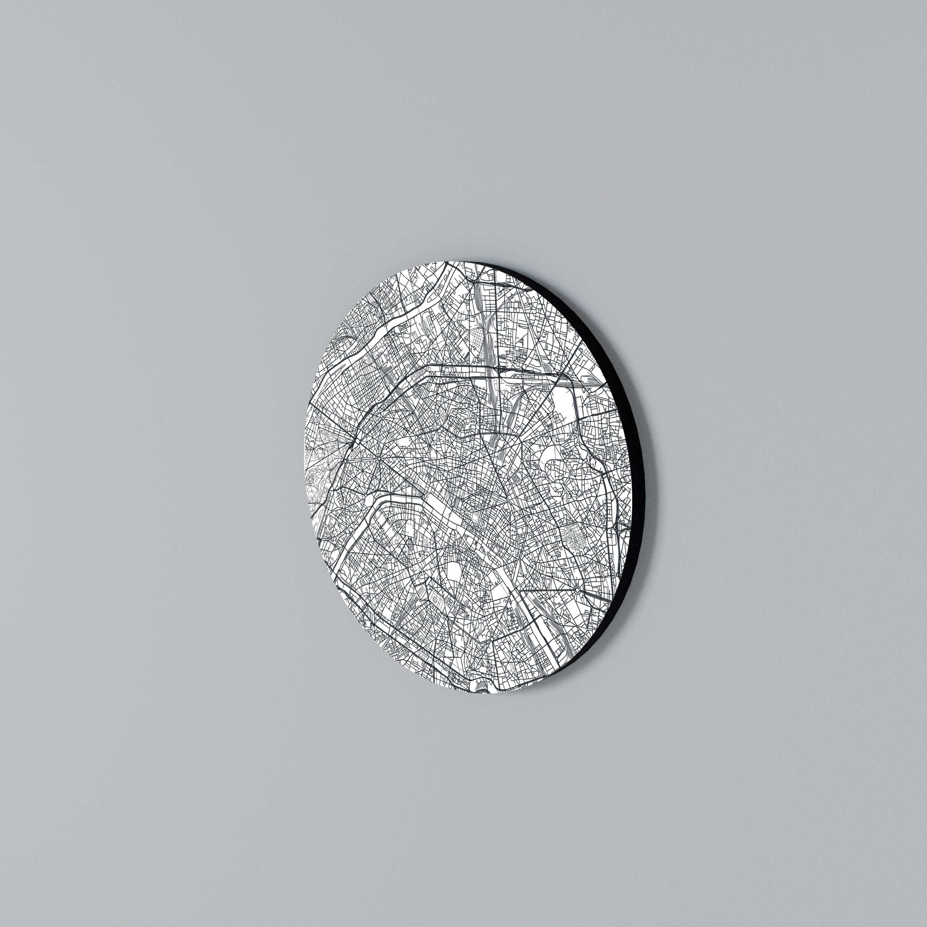 PARIS TOWN PLAN Round Wall Art