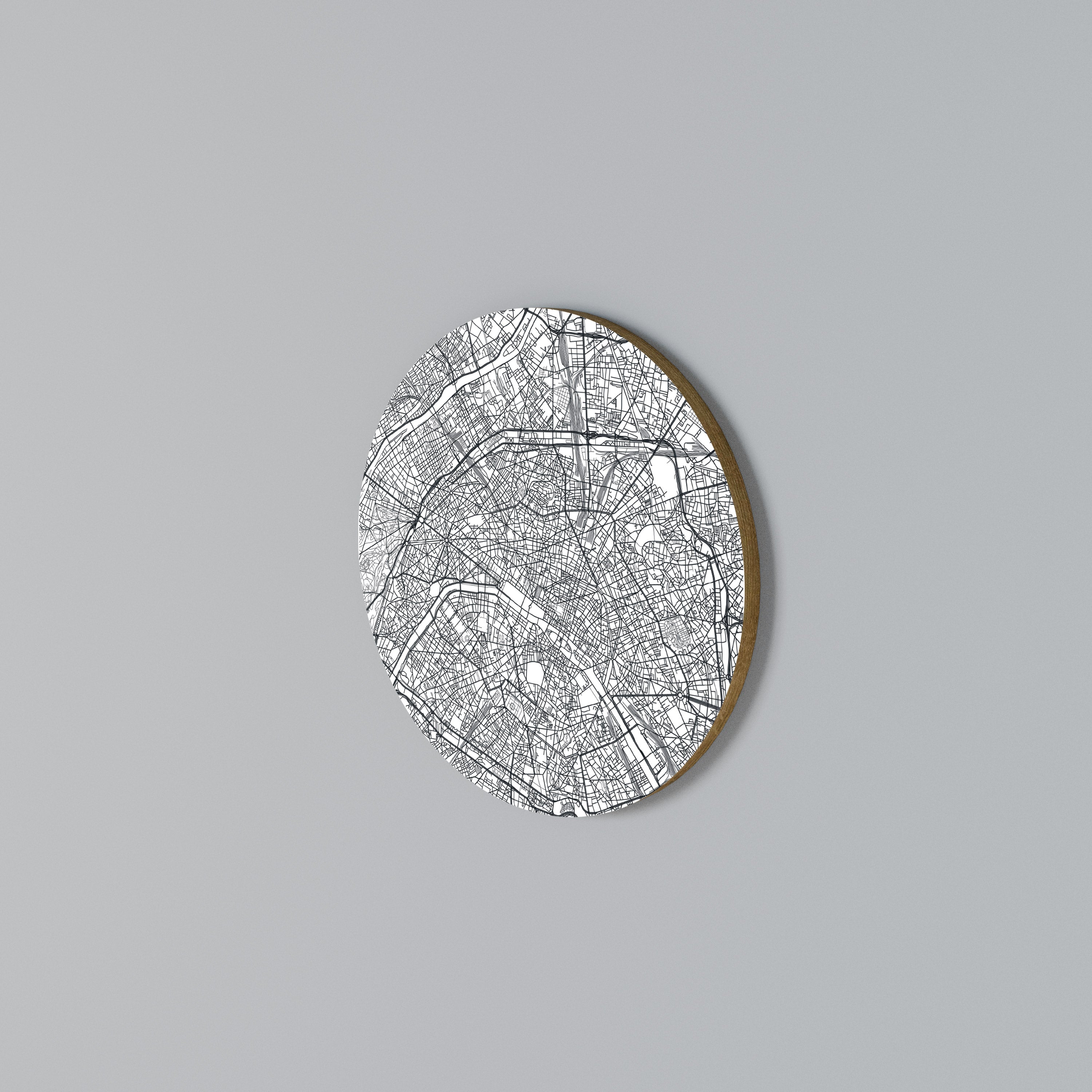 PARIS TOWN PLAN Round Wall Art