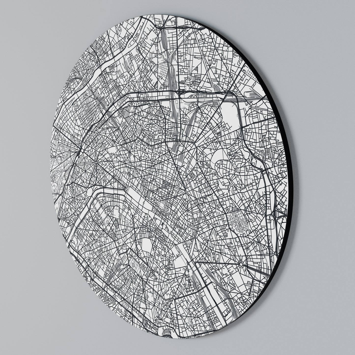 PARIS TOWN PLAN Kulatá nástěnná dekorace
