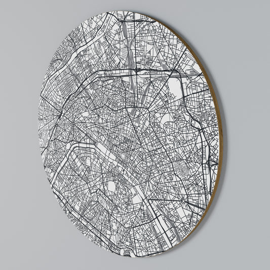 PARIS TOWN PLAN Kulatá nástěnná dekorace