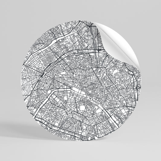 PARIS TOWN PLAN Kulatá samolepka