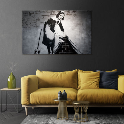 SWEEPING UNDER (BANKSY) Horizontal Canvas Print