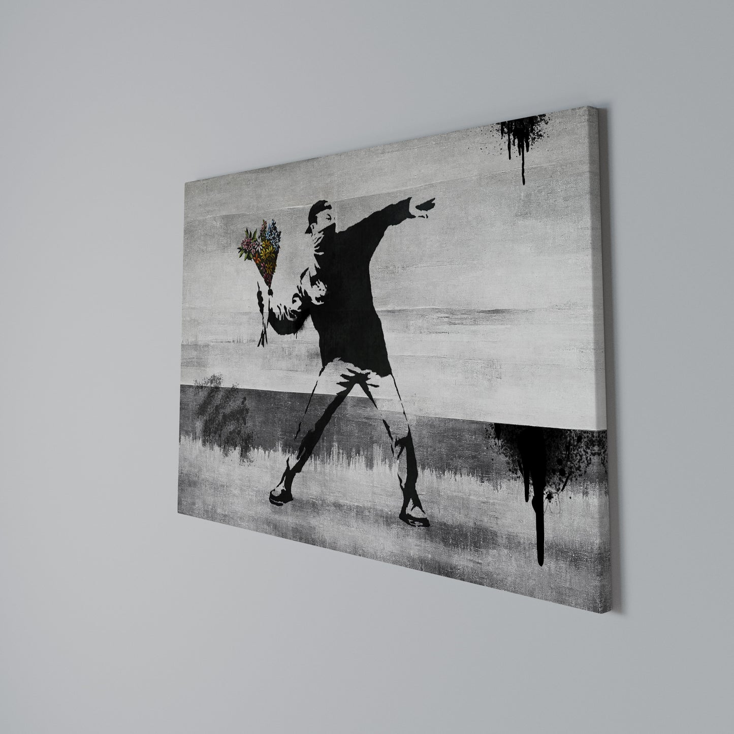 FLOWER BOMBER (BANKSY) Horizontal Canvas Print