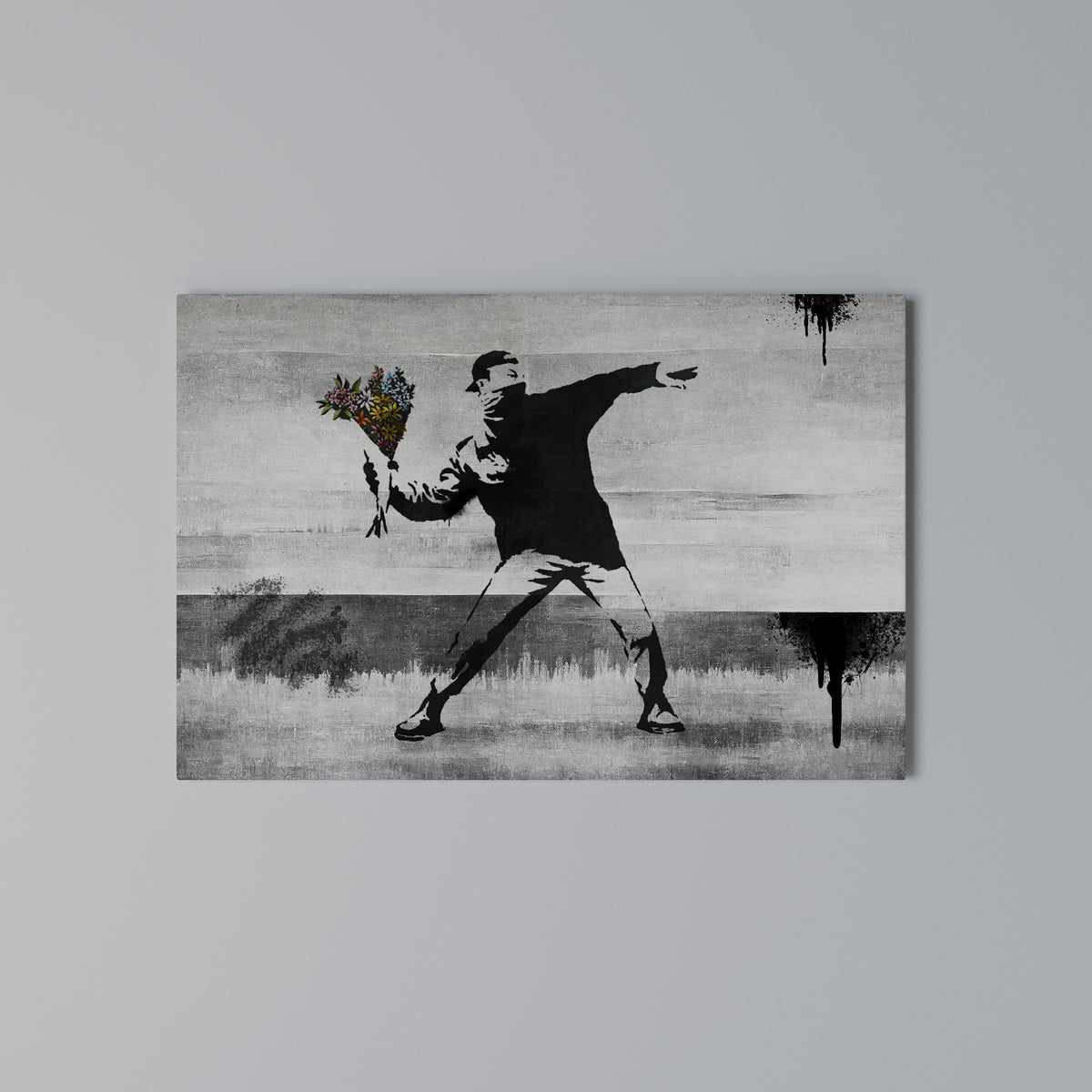 FLOWER BOMBER (BANKSY) Horizontal Canvas Print