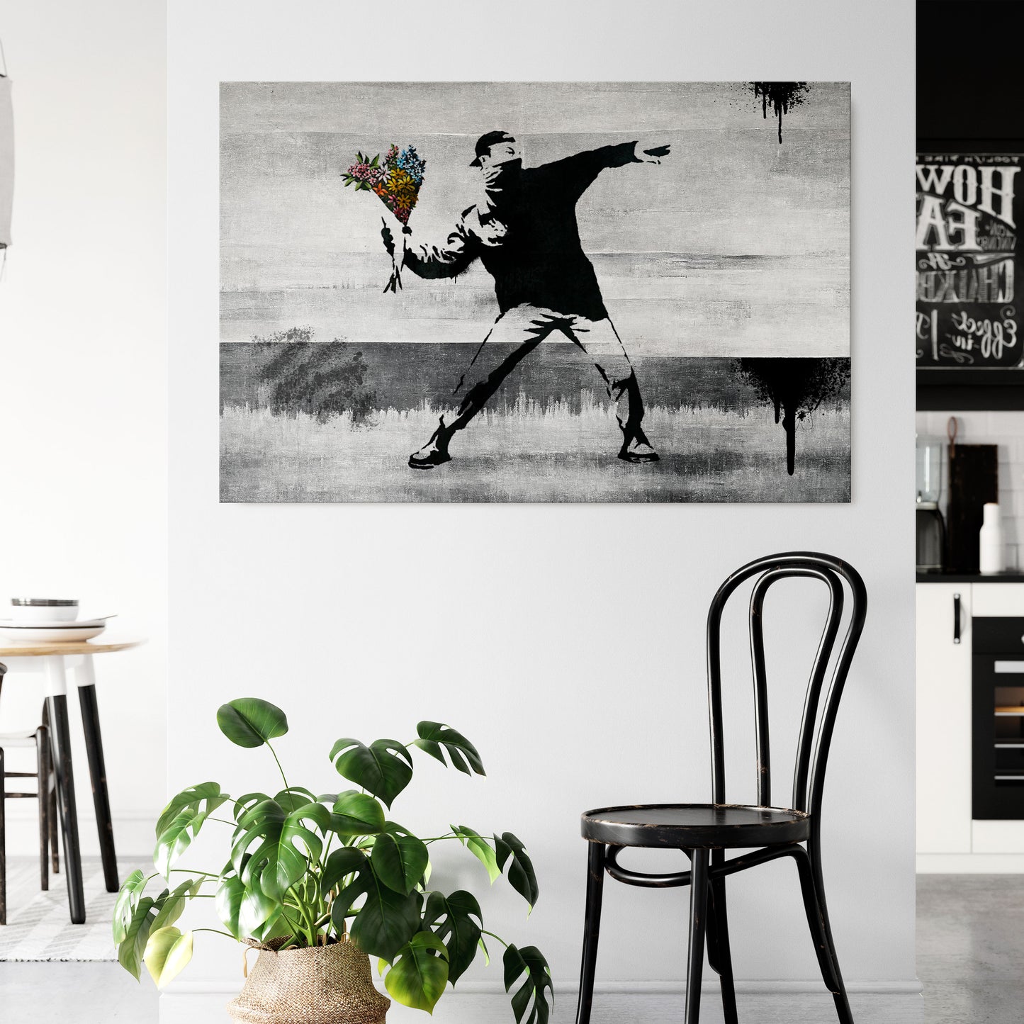 FLOWER BOMBER (BANKSY) Horizontal Canvas Print