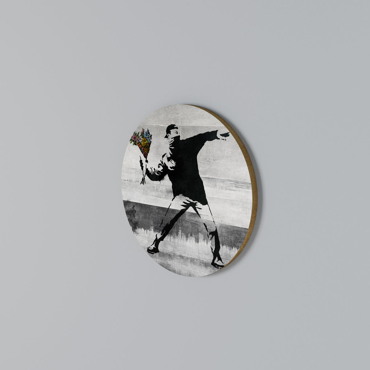 FLOWER BOMBER (BANKSY) Kulatá nástěnná dekorace