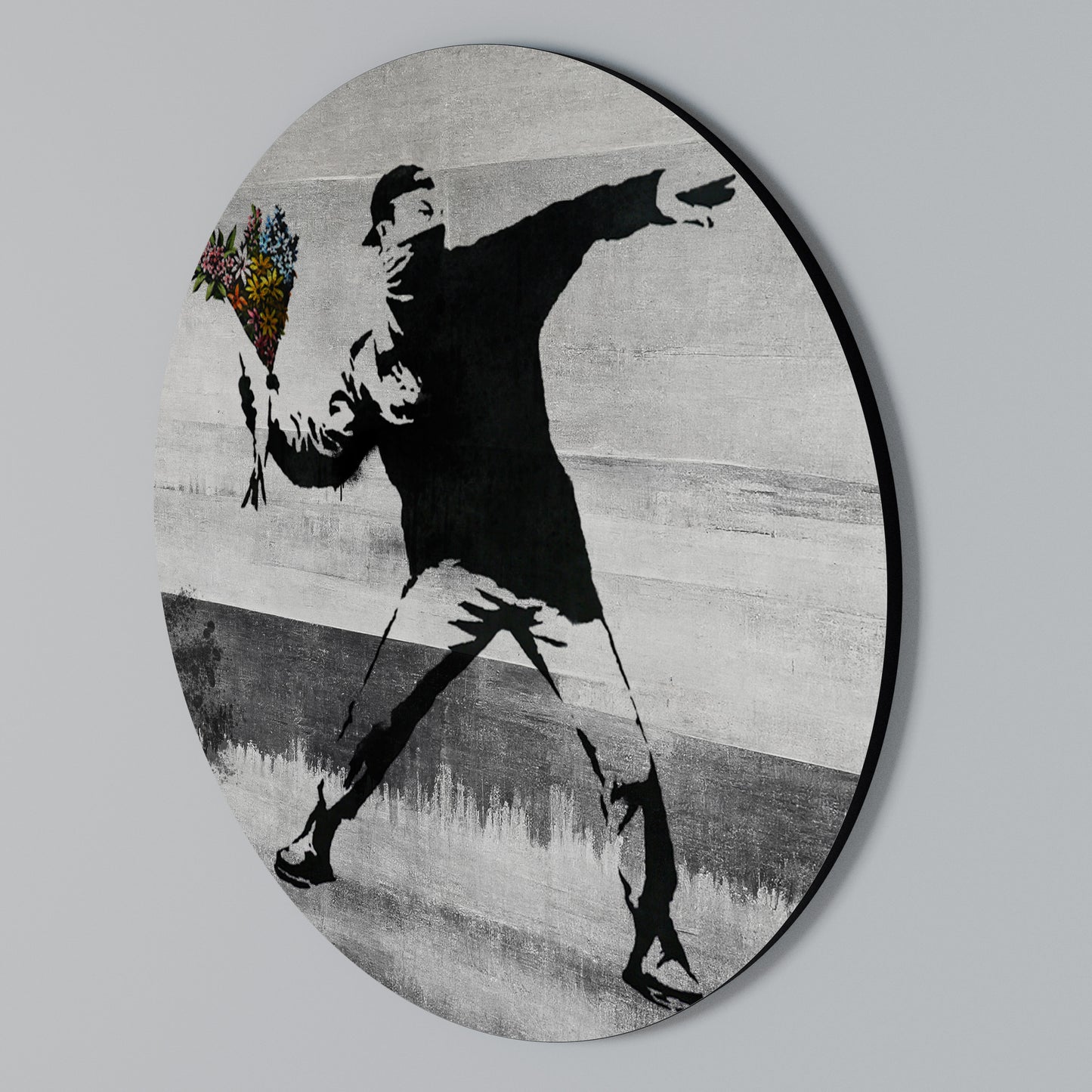 FLOWER BOMBER (BANKSY) Kulatá nástěnná dekorace