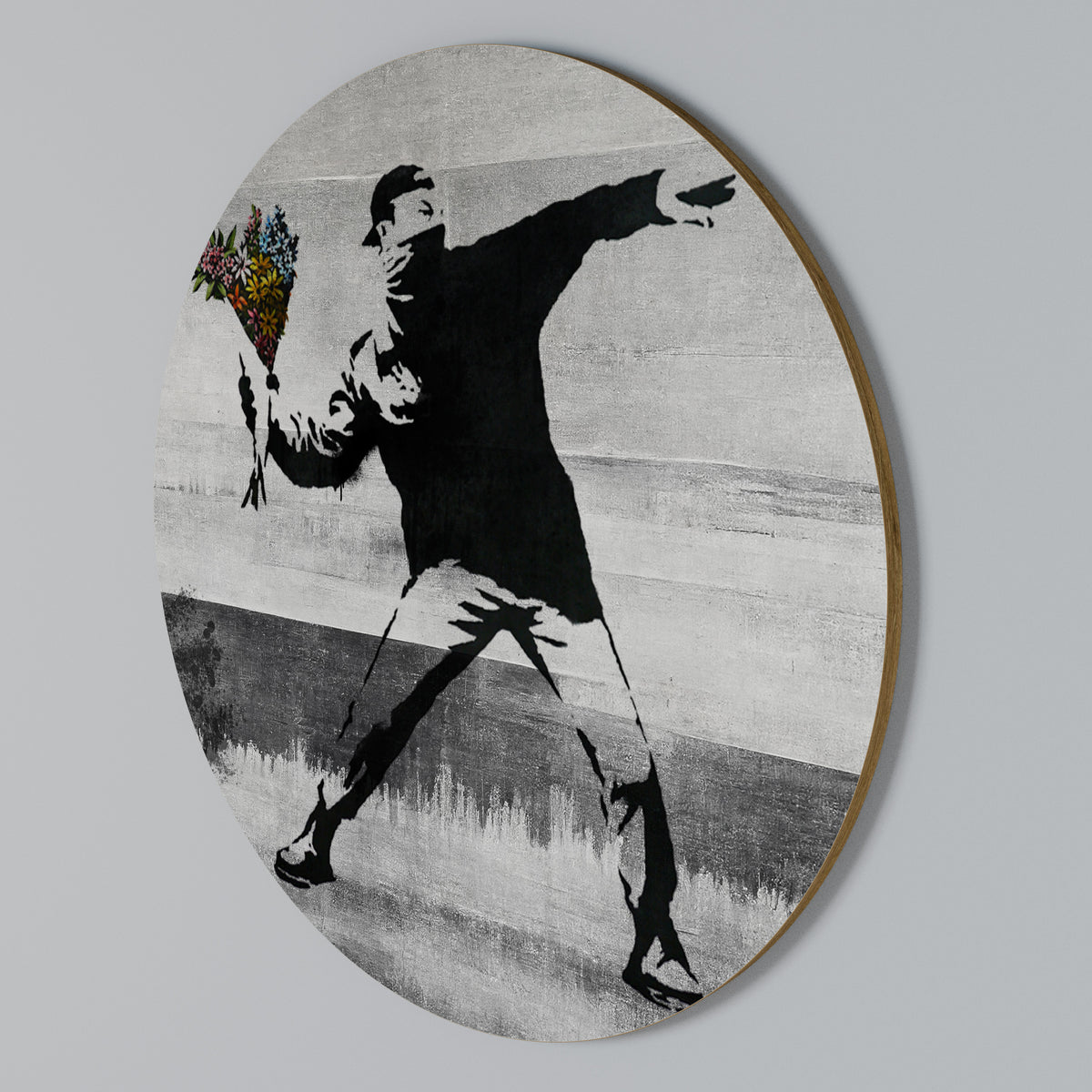 FLOWER BOMBER (BANKSY) Kulatá nástěnná dekorace