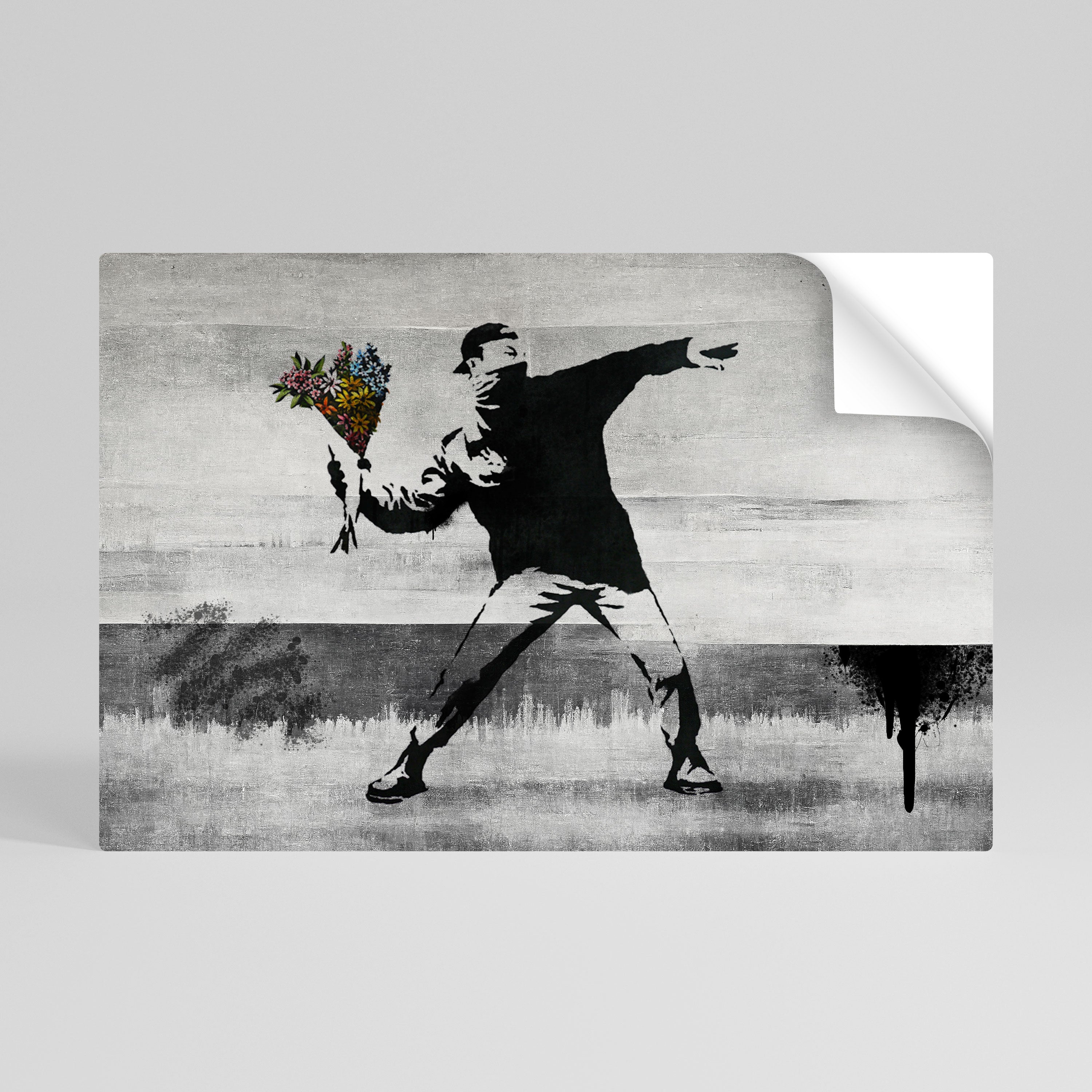 FLOWER BOMBER (BANKSY) Vodorovný samolepicí plakát
