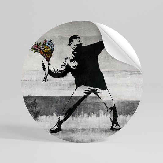 FLOWER BOMBER (BANKSY) Kulatá samolepka
