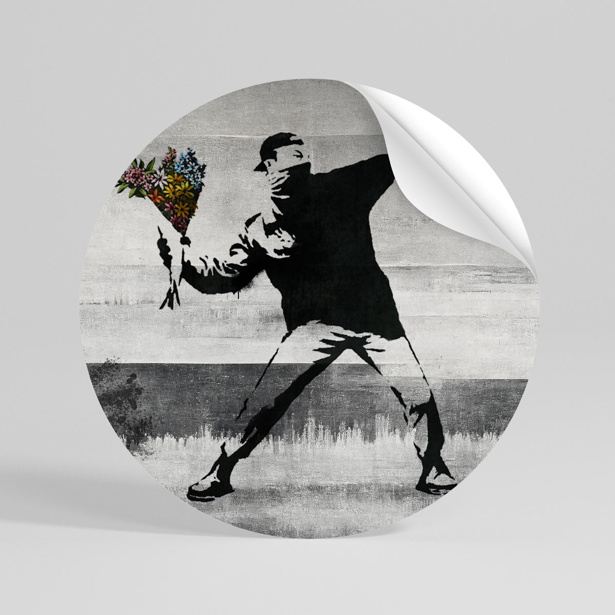 FLOWER BOMBER (BANKSY) Kulatá samolepka