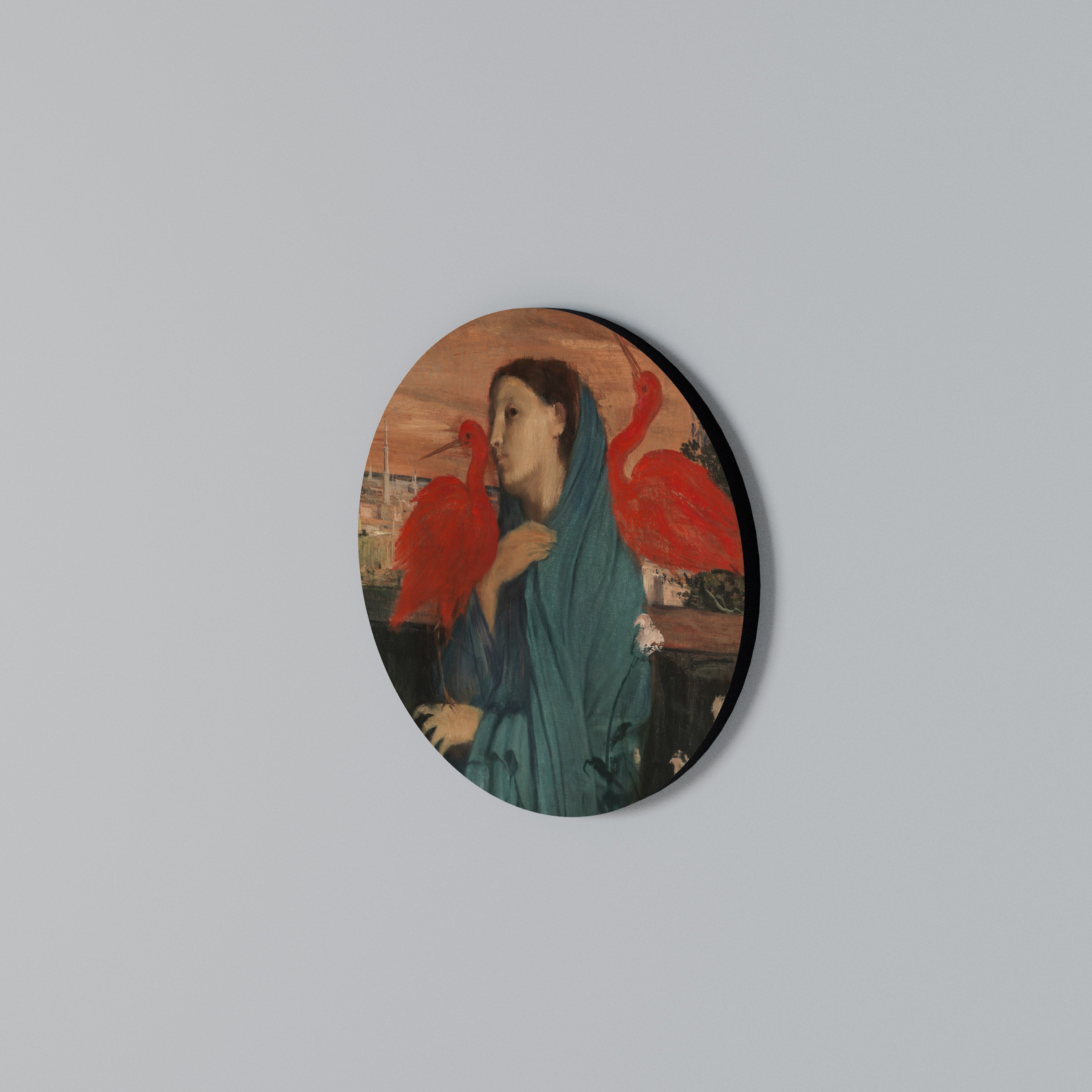YOUNG WOMAN WITH IBIS Round Wall Art