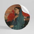 YOUNG WOMAN WITH IBIS Peel and Stick Round Sticker