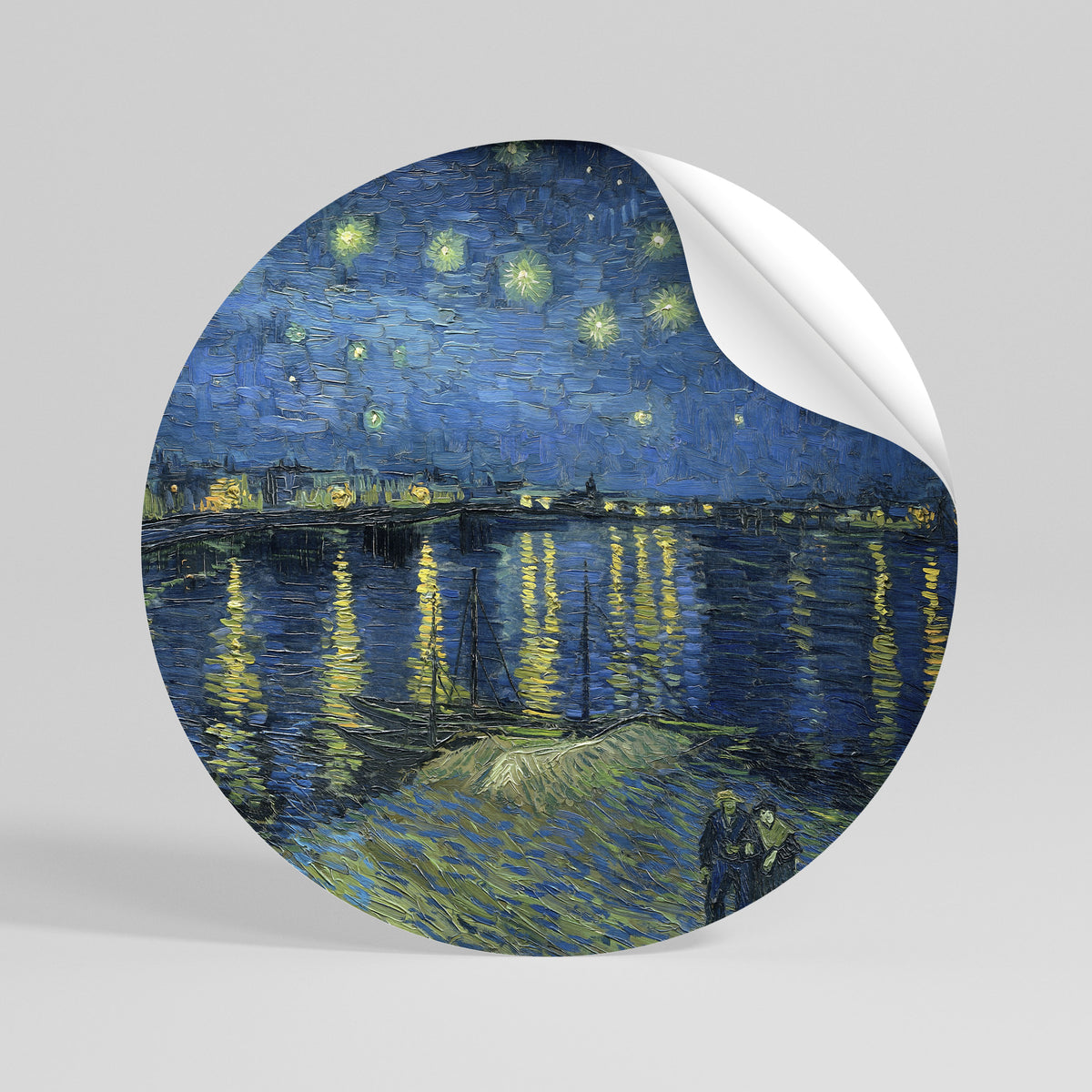 STARRY NIGHT OVER THE RHONE Kulatá samolepka