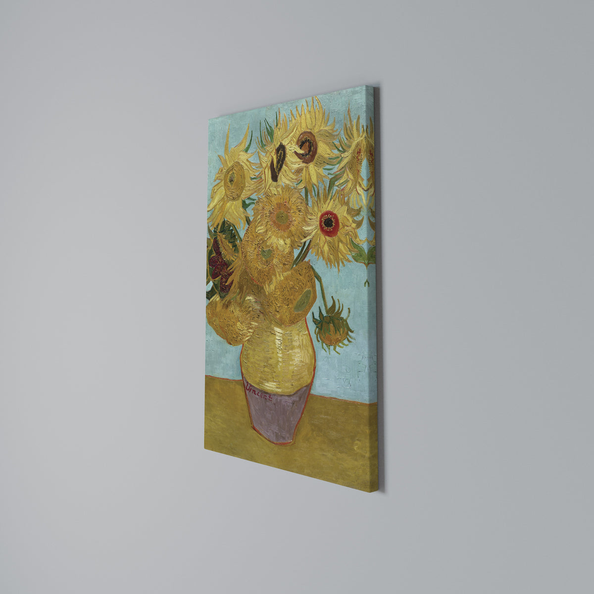 VASE WITH TWELVE SUNFLOWERS Vertical Canvas Print
