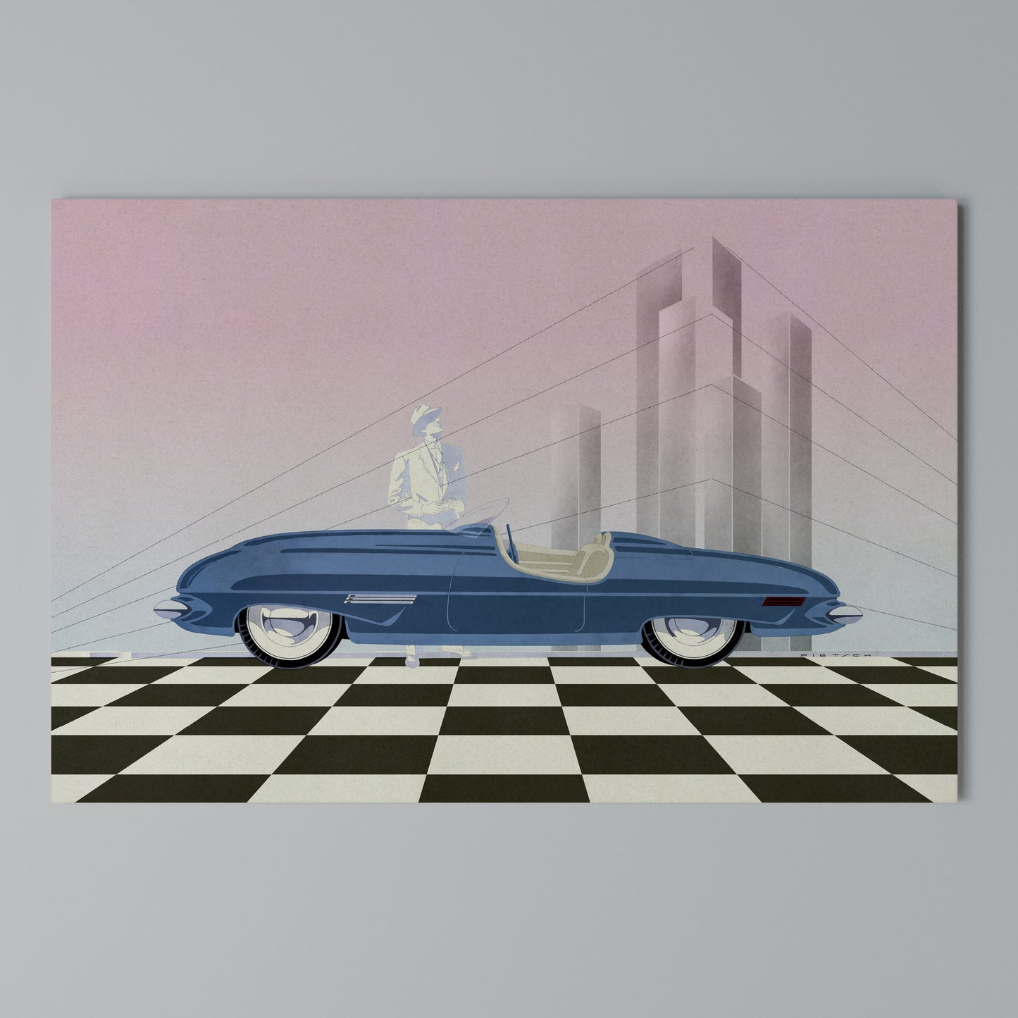 BLUE ROADSTER Horizontal Canvas Print