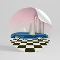 BLUE ROADSTER Peel and Stick Round Sticker