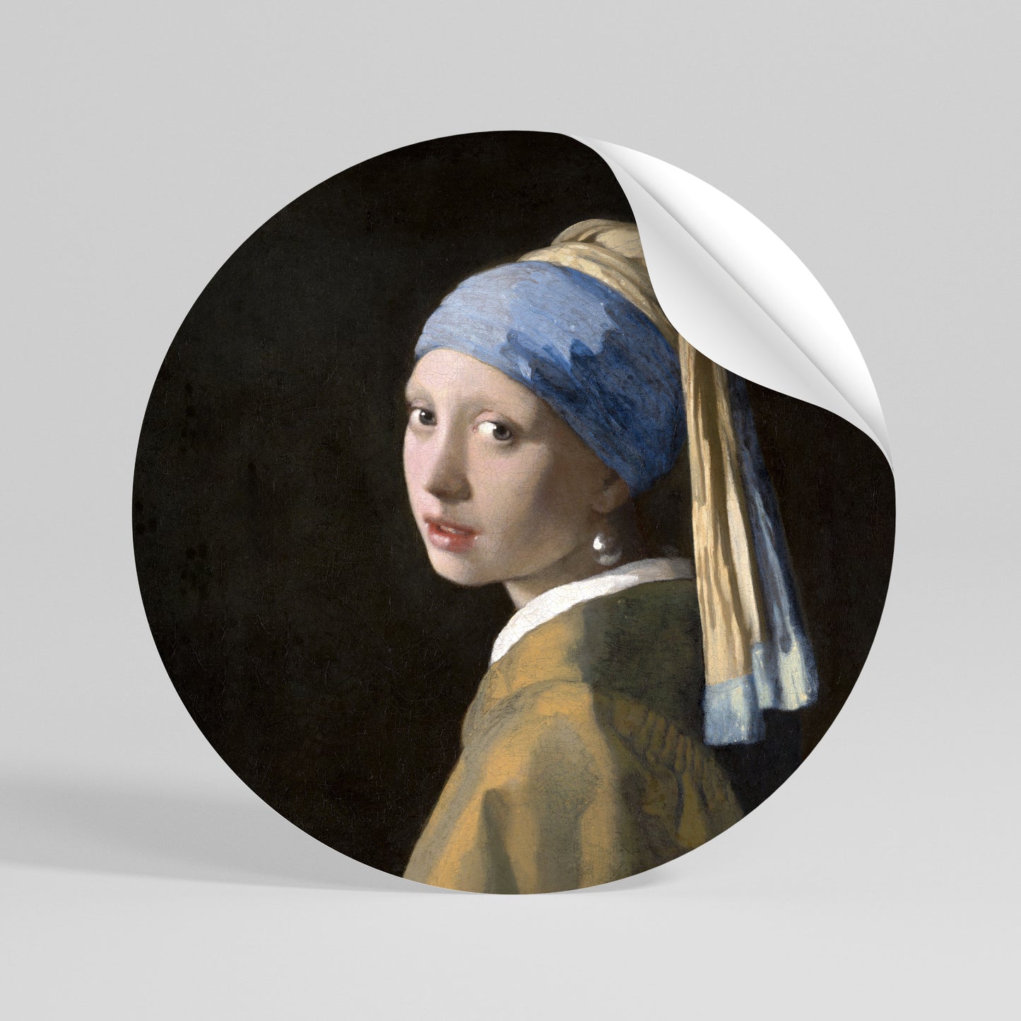 GIRL WITH A PEARL EARING Kulatá samolepka